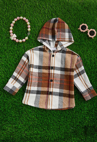 Kids hooded flannel shirt